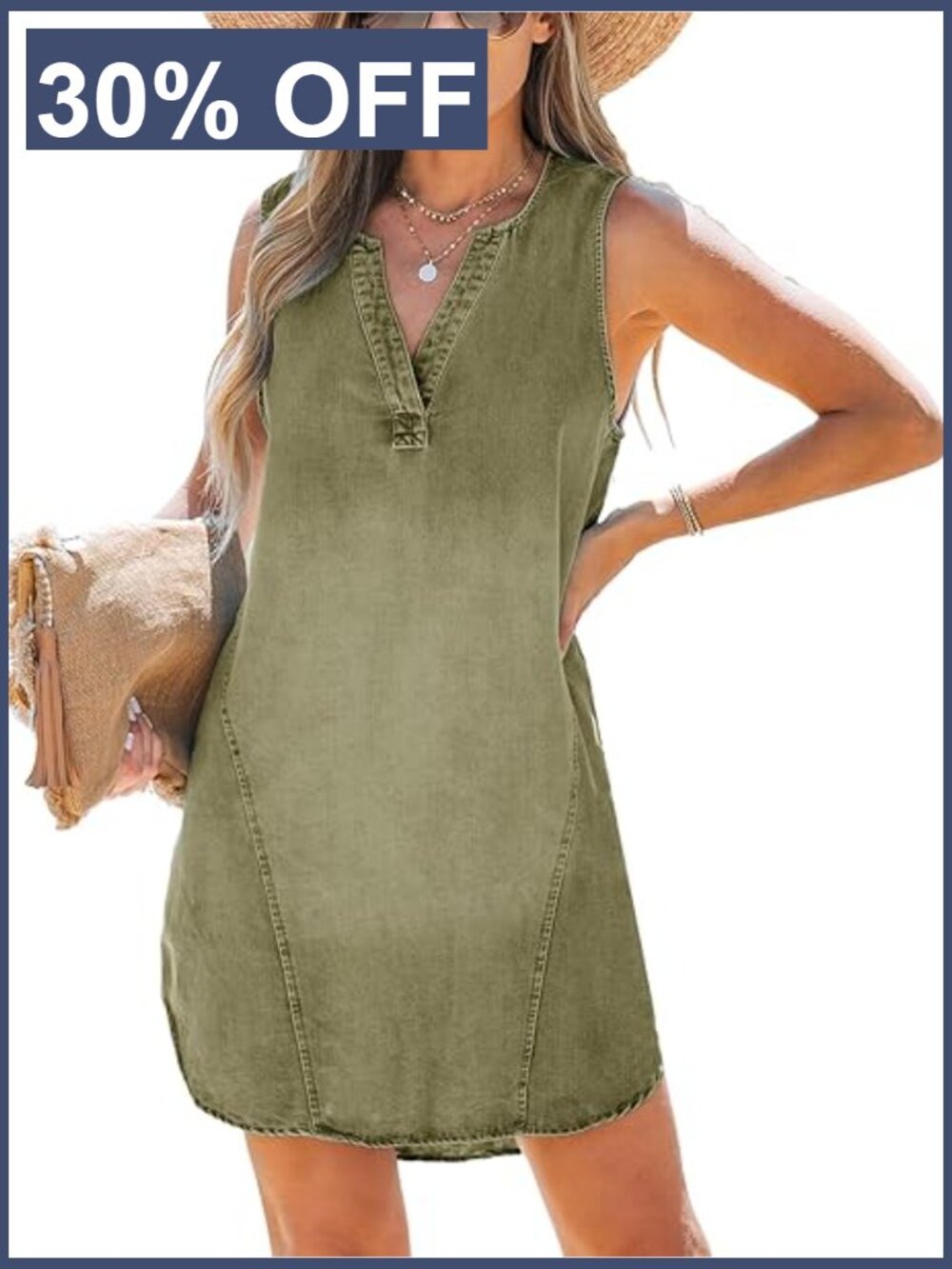 Denim Mini Dress V Neck Sleeveless Casual Summer Outfits Trendy Jean Dress